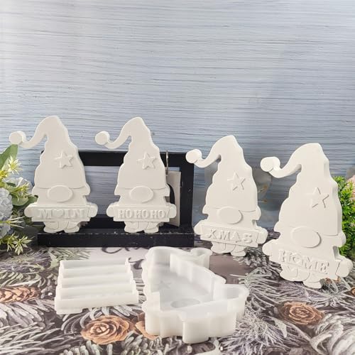 Silikonformen Gießformen Wichtel, 3 Stück Silikonform Wichtel Gießformen Silikon Weihnachten Gießform Wichtel Gipsform zum Gießen Giessform Silikon Gießform für Gips Kerzen (C) von Nexoria