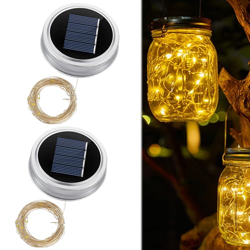 Solarleuchten Ersatzteile 7cm, 2 Stück Solarleuchten Ersatzdeckel für Einmachgläser Lichterkette Ersatz Solarmodul für Gartenleuchte Wasserdicht Solar Ersatzdeckel für Einmachglasleuchten (2pcs) von Nexoria