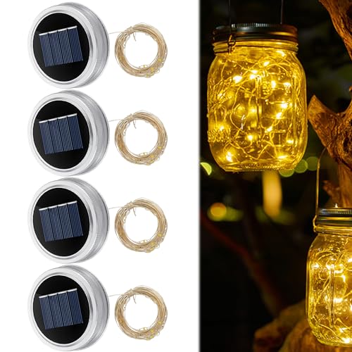 Solarleuchten Ersatzteile 7cm, 2 Stück Solarleuchten Ersatzdeckel für Einmachgläser Lichterkette Ersatz Solarmodul für Gartenleuchte Wasserdicht Solar Ersatzdeckel für Einmachglasleuchten (4pcs) von Nexoria