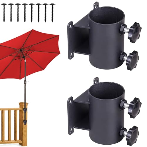 Sonnenschirmhalter Balkongeländer, 2 Stück Schirmklemmhalterung Sonnenschirm halterung balkon Verstellbare Schirmklemme Metall Schirmhalterung Balkongeländer für Sonnenschirme Balkon Terrasse (A) von Nexoria