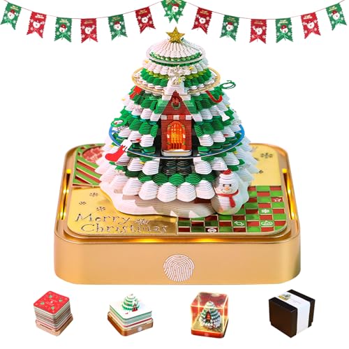 Weihnachtsbaum 3D Kalender 2025, 3D Notizblock Tischkalender 2025 mit Licht Weihnachtsbaum Kalender Memo Pad Papier Kalender Schreibtisch Kreativer Kalender Abreißen 2025 Papier Schnitzen (Gold) von Nexoria