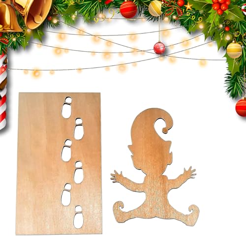 Wichtel Zubehör, Weihnachten Wichtel Fußabdruck Schablone Holz Schablonen Weihnachten Fenster Wichtel Schablonenvorlage Weihnachtswichtel Schneespray Schablonen Für Weihnachten (1pc) von Nexoria