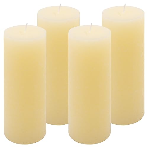 Rustik-Kerze Höhe 20 cm Ø 7,5 cm lange Brenndauer Rund-Kerze Säulenkerzen Kerzen-Deko Tafelkerzen Weihnachts-Kerzen Hochzeits-Deko (creme, 4) von Nexos Trading
