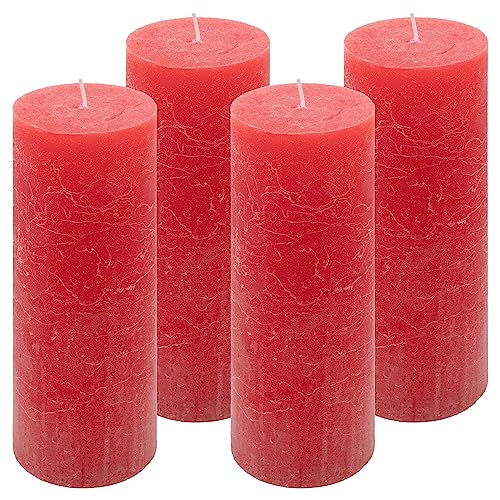 Rustik-Kerze Höhe 20 cm Ø 7,5 cm lange Brenndauer Rund-Kerze Säulenkerzen Kerzen-Deko Tafelkerzen Weihnachts-Kerzen Hochzeits-Deko (rot, 4) Rustik-Kerze Höhe 20 cm Ø 7,5 cm lange Brenndauer Rund-Kerze Säulenkerzen Kerzen-Deko Tafelkerzen Weihnachts-Kerzen Hochzeits-Deko (rot, 4) von Nexos Trading