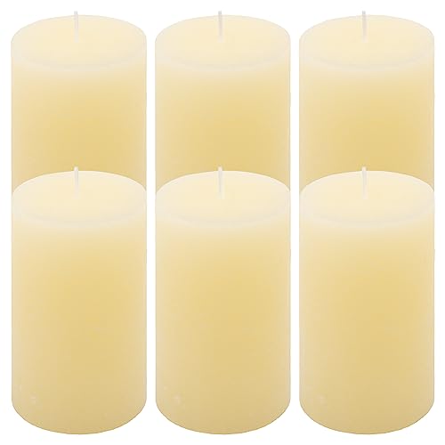 Rustik-Kerze Höhe 11,5 cm Ø 6,8 cm lange Brenndauer Rund-Kerze Säulenkerzen Kerzen-Deko Tafelkerzen Weihnachts-Kerzen Hochzeits-Deko (creme, 6) von Nexos Trading