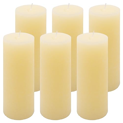 Rustik-Kerze Höhe 20 cm Ø 7,5 cm lange Brenndauer Rund-Kerze Säulenkerzen Kerzen-Deko Tafelkerzen Weihnachts-Kerzen Hochzeits-Deko (creme, 6) von Nexos Trading