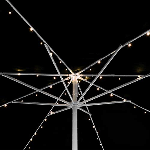 72 LED Solar Lichterkette warmweiß für Sonnenschirm 8 Stränge á 1,45 m je 9 LED Sonnenschirmbeleuchtung Blinkfunktion 72 LED Solar Lichterkette warmweiß für Sonnenschirm 8 Stränge á 1,45 m je 9 LED Sonnenschirmbeleuchtung Blinkfunktion von Nexos Trading