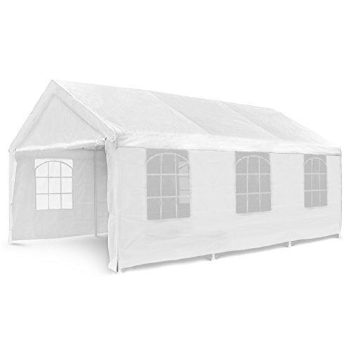 Hochwertiges Festzelt Partyzelt Pavillon 4x6 m weiß mit Seitenteilen für Garten als Unterstand Plane wasserdicht PE Dach 180 g/m² Stahlrohre Hochwertiges Festzelt Partyzelt Pavillon 4x6 m weiß mit Seitenteilen für Garten als Unterstand Plane wasserdicht PE Dach 180 g/m² Stahlrohre von Nexos Trading