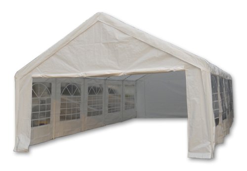 Hochwertiges Festzelt Partyzelt Pavillon 5x10 m weiß mit Seitenteilen für Garten Terrasse Feier Markt Plane wasserdicht PE Dach 180 g/m² Stahlrohre von Nexos Trading