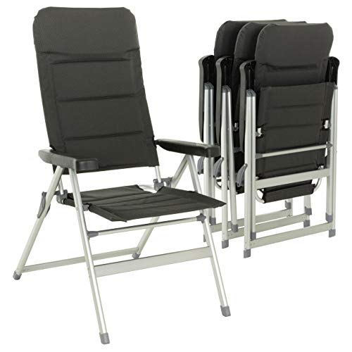 NEXOS 4er Set Premium Klappstuhl, gepolstert aus Polyester/Alu - Farbe: Schwarz Grau von Nexos Trading