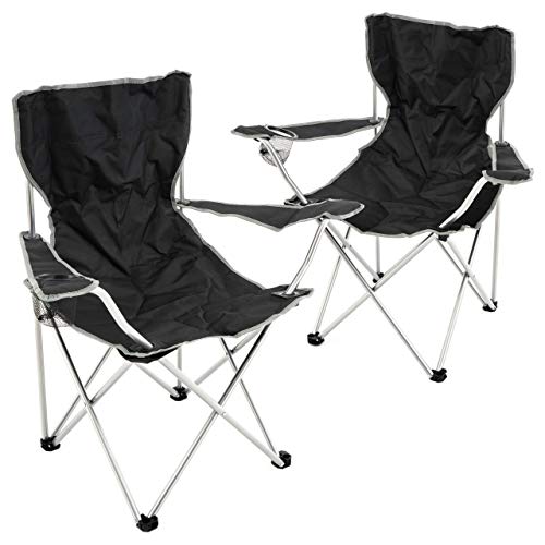 Nexos 2er Set Angelstuhl Angelhocker Faltstuhl Campingstuhl Klappstuhl mit Armlehne Getränkehalter schwarz 86x 42x42 cm bis 100 kg incl. Transporttasche von Nexos Trading