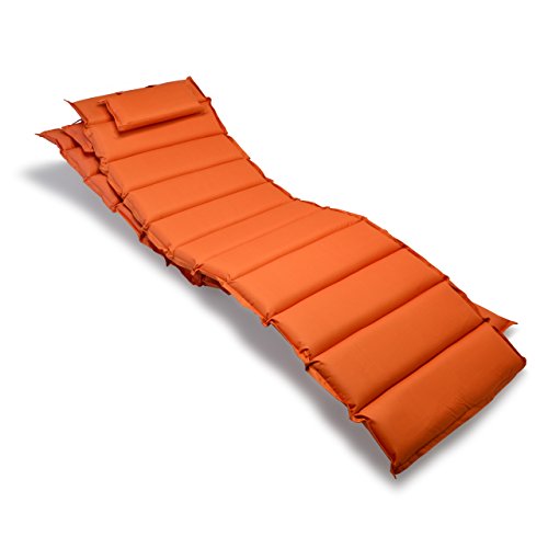 Nexos Divero Liegenauflage – 2er Set Auflage Polster für Sonnenliege Gartenliege Holzliege Saunaliege mit Kopfkissen – bequem hochwertig robust – orange von Nexos Trading