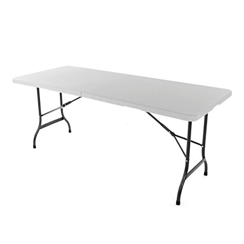 Nexos Klapptisch 183 x 76 x 74 cm Partytisch Catering Gartentisch klappbar Campingtisch bis 170 kg stabil robust wetterfest 13 kg Tragegriff weiß braun schwarz Farbe wählbar (Weiß) von Nexos Trading
