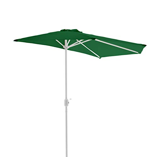Nexos Sonnenschirm Grün halbrund Ø 2,70 x 1,40m Wandschirm Balkon-Schirm mit Kurbel Polyester 160 g/m² Sonnenschutz von Nexos Trading