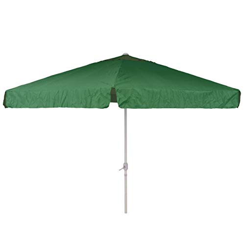 Nexos Sonnenschirm Mittelstabschirm Ø 3,80m grün 8 Rippen Kurbel Stand-Sonnenschirm Sonnenschutz Garten Camping Terrasse Gestänge aus Aluminium Stahl von Nexos Trading