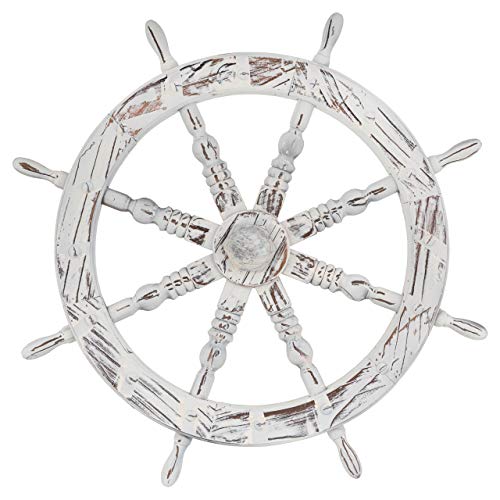 Nexos Steuerrad NEPTUN aus Holz Ø 60 cm mit 8 Speichen - Farbe whitewash - Deko Nexos Steuerrad NEPTUN aus Holz Ø 60 cm mit 8 Speichen - Farbe whitewash - Deko von Nexos Trading