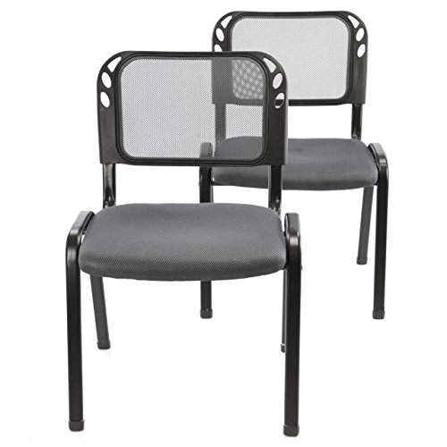 Nexos Trading 2er Set Bürostuhl Konferenzstuhl Besucherstuhl grau gepolsterte Sitzfläche stapelbar 52,5 x 45 x 80 cm Stapelstuhl Metallrahmen schwarz Anthrazit von Nexos Trading