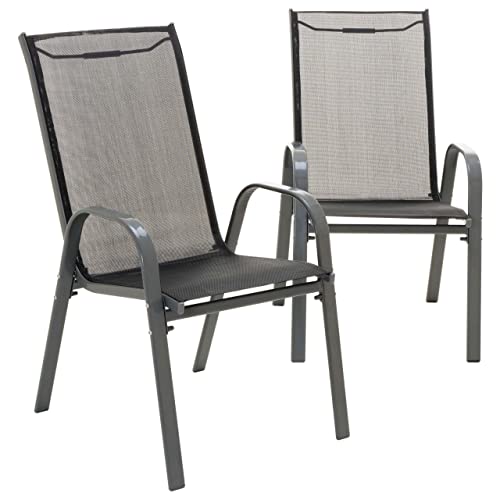 Nexos Trading 2er Set Gartenstuhl Camping Stapelstuhl Hochlehner Terrassenstuhl – Textilene Stahl stapelbar – Farbe: Rahmen anthrazit/Bespannung schwarz Nexos Trading 2er Set Gartenstuhl Camping Stapelstuhl Hochlehner Terrassenstuhl – Textilene Stahl stapelbar – Farbe: Rahmen anthrazit/Bespannung schwarz von Nexos Trading