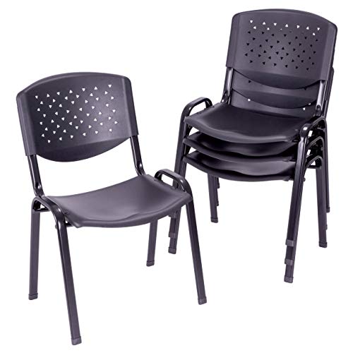 Nexos Trading 4er Set Bürostuhl Konferenzstuhl Besucherstuhl schwarz LxBxH 48 x 54 x 79 cm Stapelstuhl Metallrahmen stabil Sitzfläche Kunststoff von Nexos Trading