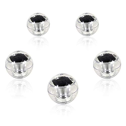 Nexos Trading 5er Set Solar Schwimmkugel 2 LED mit Farbwechsel Solarlampe Kugel 11 x 11 x 11,5 cm Teichbeleuchtung Solarkugel Dekolicht Solarbeleuchtung von Nexos Trading