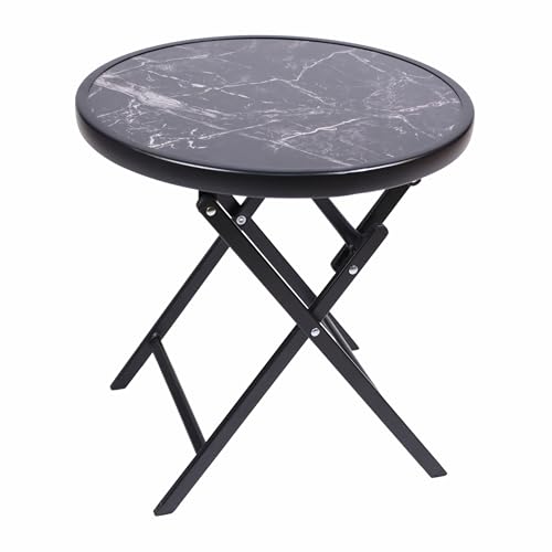 Nexos Trading Beistell-Tisch mit Glasplatte Gartentisch Terrassentisch Veranda-Tisch Balkontisch - Platte: Schwarz-Grau marmoriert – Gestell Schwarz – Ø 45 cm Nexos Trading Beistell-Tisch mit Glasplatte Gartentisch Terrassentisch Veranda-Tisch Balkontisch - Platte: Schwarz-Grau marmoriert – Gestell Schwarz – Ø 45 cm von Nexos Trading