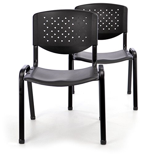 Nexos Trading Bürostuhl 2er Set Konferenzstuhl Besucherstuhl schwarz LxBxH 48 x 54 x 79 cm Stapelstuhl Metallrahmen stabil Sitzfläche Kunststoff von Nexos Trading