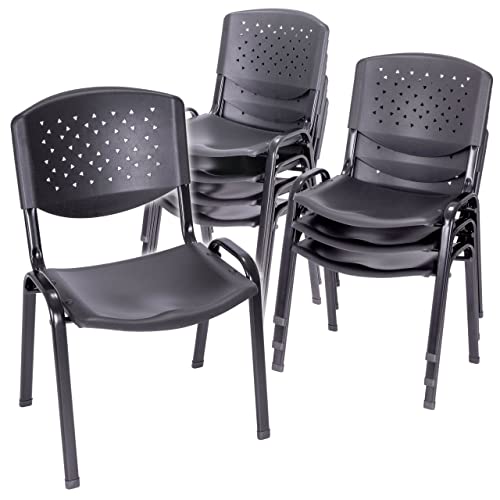 Nexos Trading Bürostuhl 8er Set Konferenzstuhl Besucherstuhl schwarz 48 x 54 x 79 cm Stapelstuhl Metallrahmen stabil Sitzfläche Kunststoff von Nexos Trading