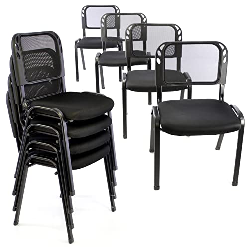 Nexos Trading Bürostuhl 8er Set Konferenzstuhl Besucherstuhl schwarz gepolsterte Sitzfläche stapelbar 52,5 x 45 x 80 cm Stapelstuhl Metallrahmen schwarz von Nexos Trading