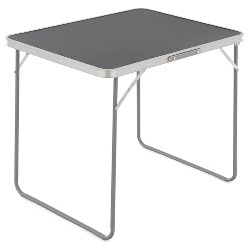 Nexos Trading Reisetisch klappbar mit Tragegriff 80x60x70 cm – Faltbarer Klapptisch Camping Beistelltisch anthrazit – Koffertisch leicht, kompakt, wetterfest von Nexos Trading
