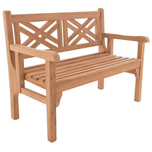Nexos Trading DIVERO 2-Sitzer Gartenbank Savona aus Teakholz - klappbar - 120x61x91 - Reine Handarbeit – Farbe: Braun von Nexos Trading