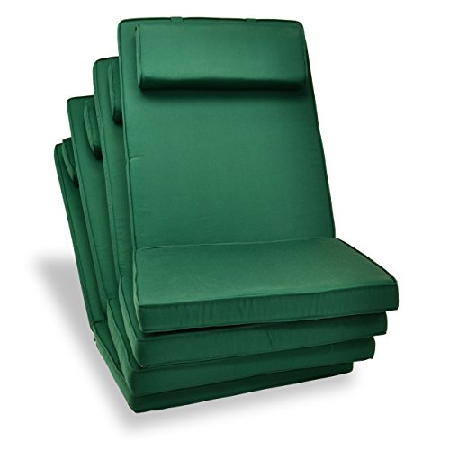 Nexos Trading DIVERO hochwertiges 4-er Set Sitzauflagen Auflage Polster für Hochlehner Gartenstuhl Gartensessel Klappstuhl in dunkelgrün von Nexos Trading
