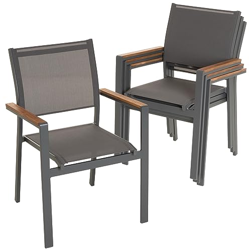 Nexos Trading Gartenstühle Stapelstühle Balkonstühle Terrassenstühle mit Armlehnen - grau - Teslin - Aluminium Nexos Trading Gartenstühle Stapelstühle Balkonstühle Terrassenstühle mit Armlehnen - grau - Teslin - Aluminium von Nexos Trading
