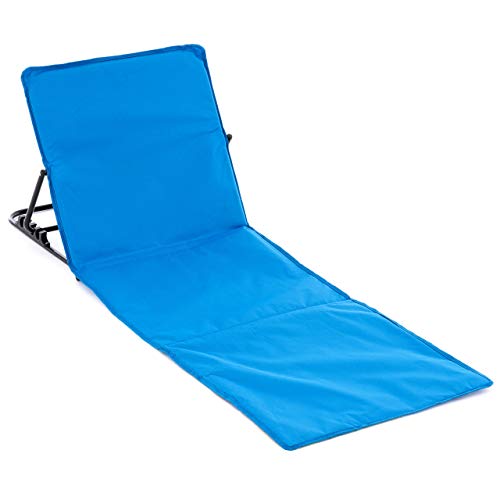 Nexos Trading Gepolsterte Strandmatte mit Rückenlehne, faltbar und tragbar, 158 x 58 cm, mit Tragegriff und Seitentasche – Blau, Rot, Hellgrün von Nexos Trading
