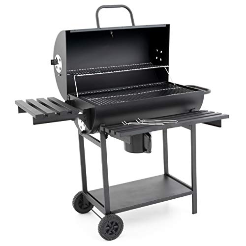 Nexos Trading Grillwagen Holzkohlegrill Gartengrill BBQ Smoker 4-beinig 62cm Grillfläche Klapp-Deckel mit Thermometer massiv Stahlblech klappbare Ablageflächen Thermometer von Nexos Trading
