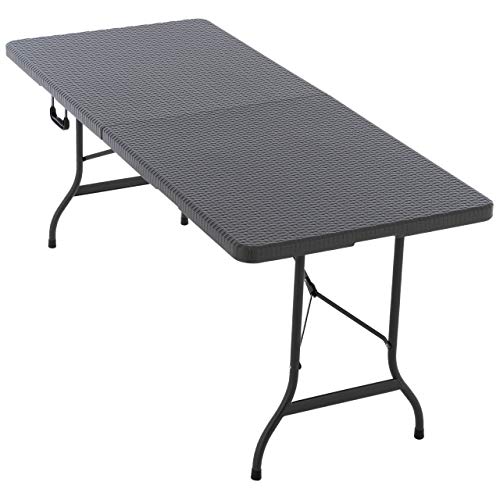 Nexos Trading Klapptisch 183 x 76 x 74 cm Partytisch Catering Gartentisch klappbar Campingtisch bis 170 kg stabil robust wetterfest 13 kg Tragegriff weiß braun schwarz Farbe wählbar (Grau) von Nexos Trading