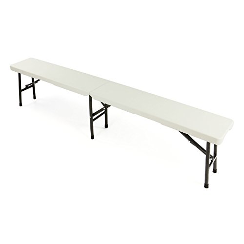 Nexos Trading Partybank Klappbank 180 x 25 x 41 cm Bierbank bis 200 kg Gartenbank Garnitur robust stabil wetterfest Kunststoff für 4 Personen Farbe wählbar schwarz weiß braun (weiß) von Nexos Trading