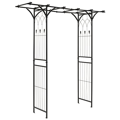 Nexos Trading Rosenbogen Torbogen Rankhilfe Pergola Spalier Tor Rosen Stahl 206x198x52 cm – Metall Durchgang – wetterfest freistehend stabil – schwarz von Nexos Trading