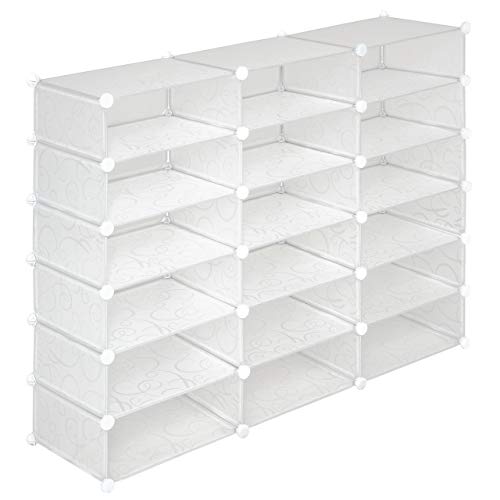 Nexos Trading Schuhschrank Steckregal 108x140x37cm transparent DIY Schuhregal erweiterbare Schuhablage stapelbar platzsparend durchsichtiger Schuhständer von Nexos Trading