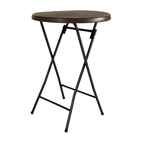 Nexos Trading Stehtisch Partytisch Bistrotisch Bartisch Klapptisch klappbar braun Rattan-Optik Metallgestell H 110cm Ø 80cm von Nexos Trading