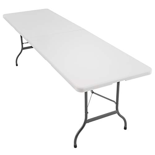 Nexos Trading XXL Klapptisch Campingtisch 240 x 70 cm Catering klappbar weiß Partytisch Tragegriffe Esstisch Buffettisch wetterfest bis 150 kg stabil ca. 15 kg bis 10 Personen von Nexos Trading