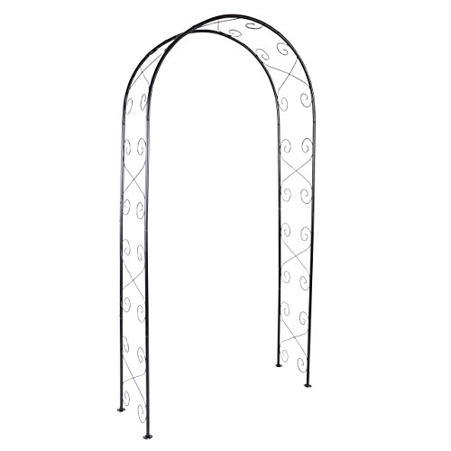 Nexos ZGE36116 Rosenbogen Torbogen Rankhilfe Pergola Spalier für Rosen Blumen im Garten Terrasse in schlichtem Design aus Metall 230 cm, schwarz von Nexos Trading