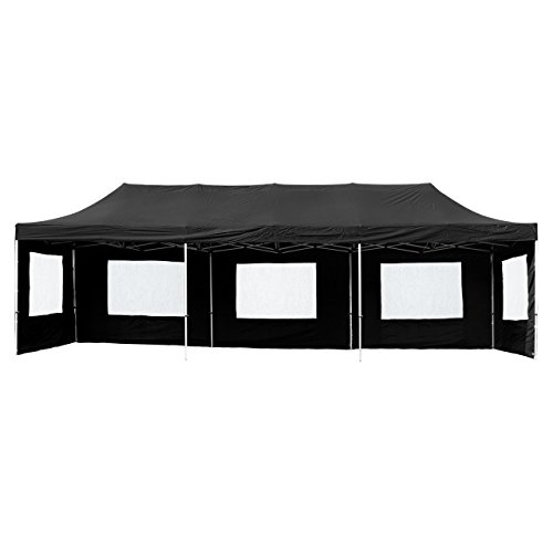 Profi Faltpavillon Pavillon Gartenpavillon Partyzelt Festzelt komplett mit Seitenteile Fenster – Dach Dachplane hochwertig wasserdicht – 3x9 m – schwarz von Nexos Trading