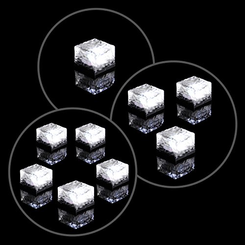 Solar Glasstein Pflasterstein Bodenleuchte Dekoleuchte mit 1 LED – 7 x 7 x 5cm – robustes Milchglas – mit Akku & Dämmerungssensor – weiß einzeln 3er 5er Set wählbar (Einzeln) von Nexos Trading