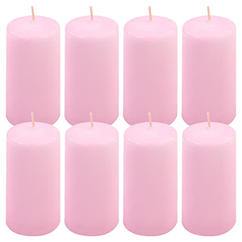 Stumpenkerze Höhe 10 cm Ø 5 cm lange Brenndauer Rund-Kerze Säulenkerzen Kerzen-Deko Tafelkerzen Weihnachts-Kerzen Hochzeits-Deko (pink, 8) von Nexos Trading