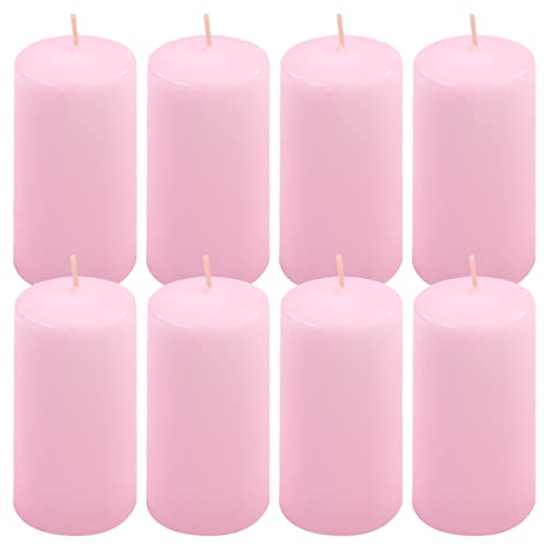 Stumpenkerze Höhe 10 cm Ø 5 cm lange Brenndauer Rund-Kerze Säulenkerzen Kerzen-Deko Tafelkerzen Weihnachts-Kerzen Hochzeits-Deko (pink, 8) von Nexos Trading