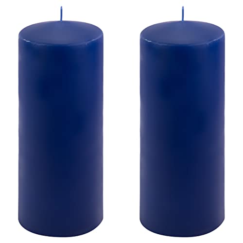 Stumpenkerze Höhe 25 cm Ø 10 cm lange Brenndauer Rund-Kerze Säulenkerzen Kerzen-Deko Tafelkerzen Weihnachts-Kerzen Hochzeit Xmas (blau, 2) von Nexos Trading