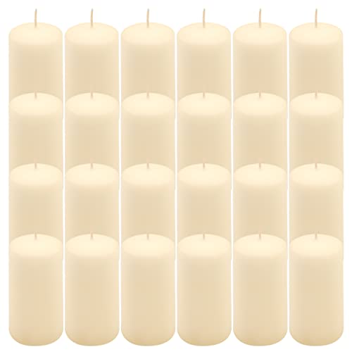 Stumpenkerze creme Höhe 10 cm Ø 5 cm lange Brenndauer Rund-Kerze Säulenkerzen Kerzen-Deko Tafelkerzen Weihnachts-Kerzen Hochzeits-Deko (24) von Nexos Trading