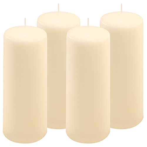Stumpenkerze creme Höhe 20 cm Ø 7,5 cm lange Brenndauer Rund-Kerze Säulenkerzen Kerzen-Deko Tafelkerzen Weihnachts-Kerzen Hochzeit Xmas (4) von Nexos Trading