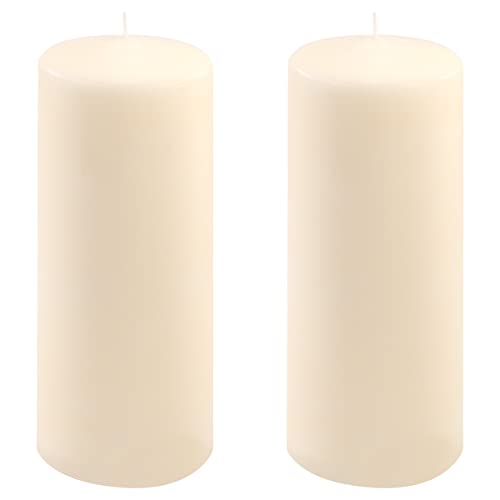 Stumpenkerze creme Höhe 25 cm Ø 10 cm lange Brenndauer Rund-Kerze Säulenkerzen Kerzen-Deko Tafelkerzen Weihnachts-Kerzen Hochzeit Xmas (2) von Nexos Trading