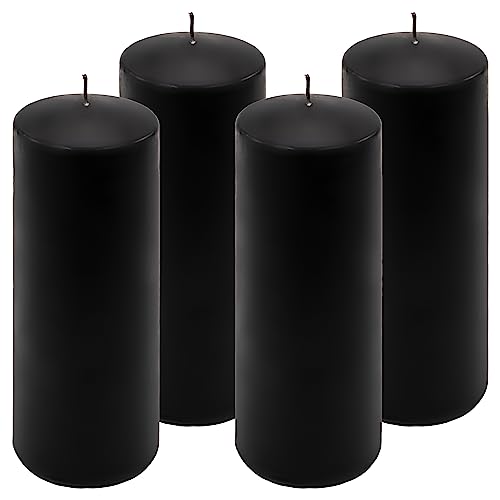 Stumpenkerze schwarz Höhe 20 cm Ø 7,5 cm lange Brenndauer Rund-Kerze Säulenkerzen Kerzen-Deko Tafelkerzen Weihnachts-Kerzen Hochzeit (4) von Nexos Trading